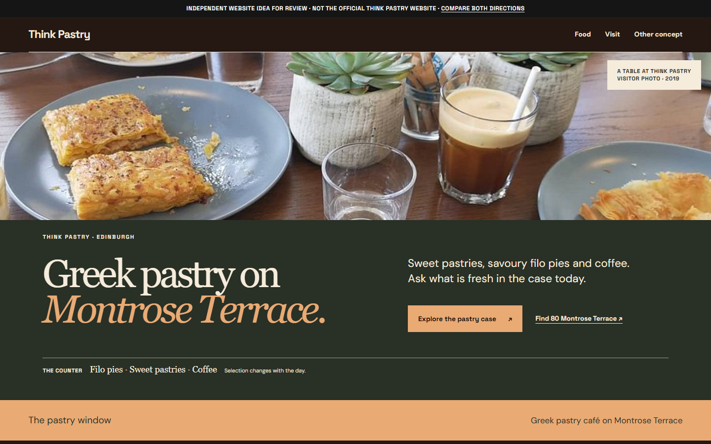 First screen of Think Pastry homepage study A